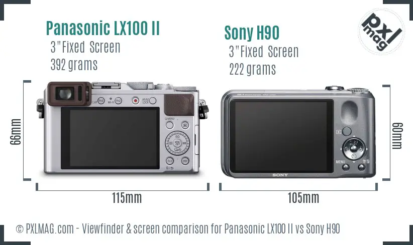 Panasonic LX100 II vs Sony H90 Screen and Viewfinder comparison