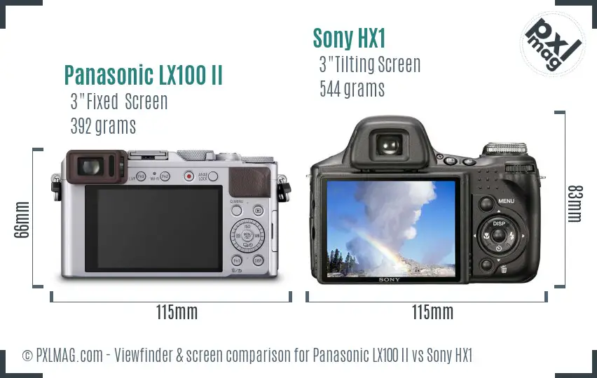 Panasonic LX100 II vs Sony HX1 Screen and Viewfinder comparison