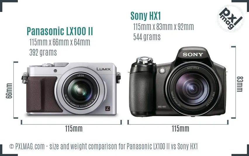 Panasonic LX100 II vs Sony HX1 size comparison