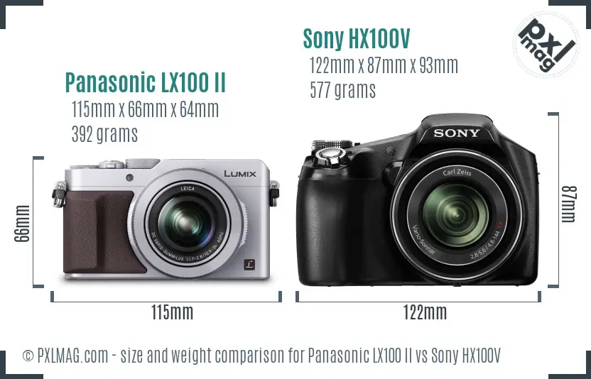 Panasonic LX100 II vs Sony HX100V size comparison