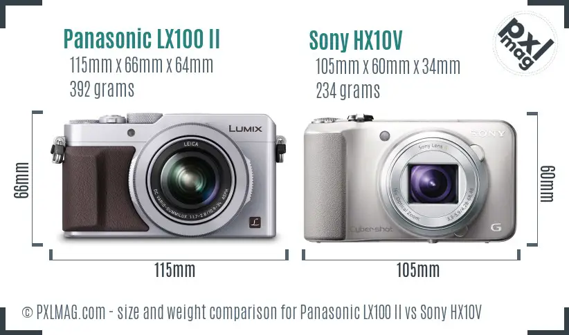 Panasonic LX100 II vs Sony HX10V size comparison