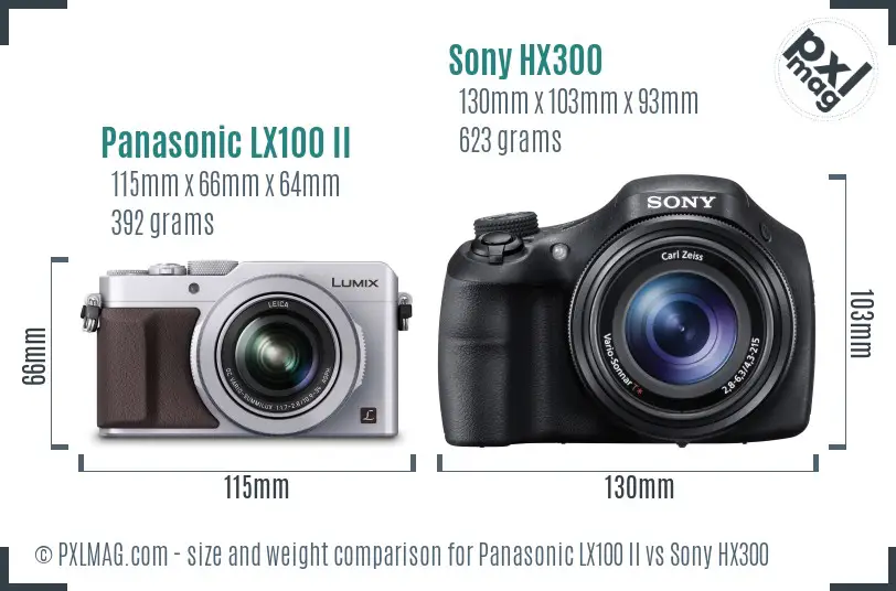 Panasonic LX100 II vs Sony HX300 size comparison