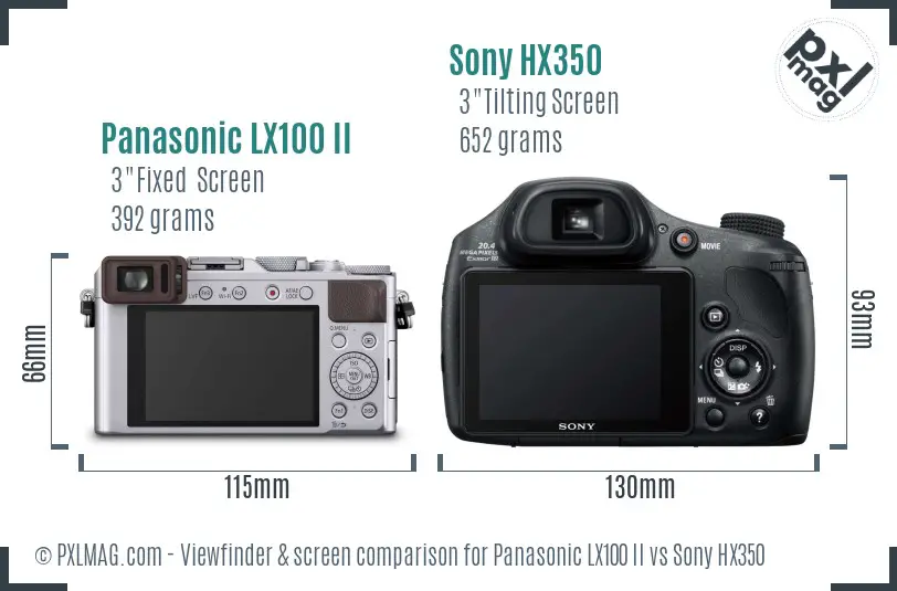 Panasonic LX100 II vs Sony HX350 Screen and Viewfinder comparison