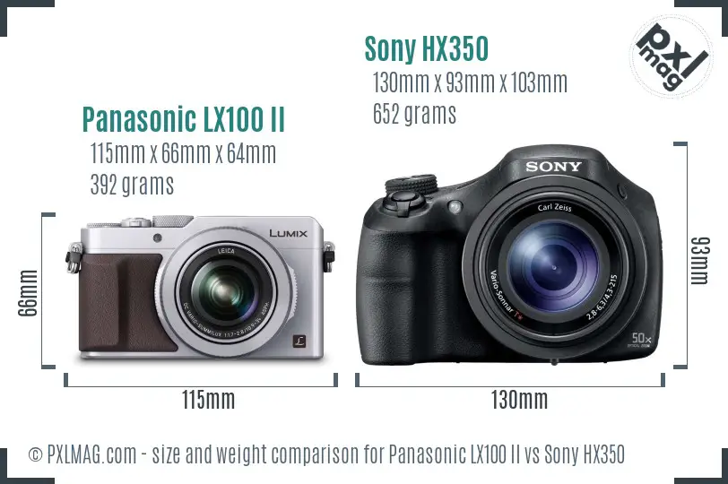 Panasonic LX100 II vs Sony HX350 size comparison