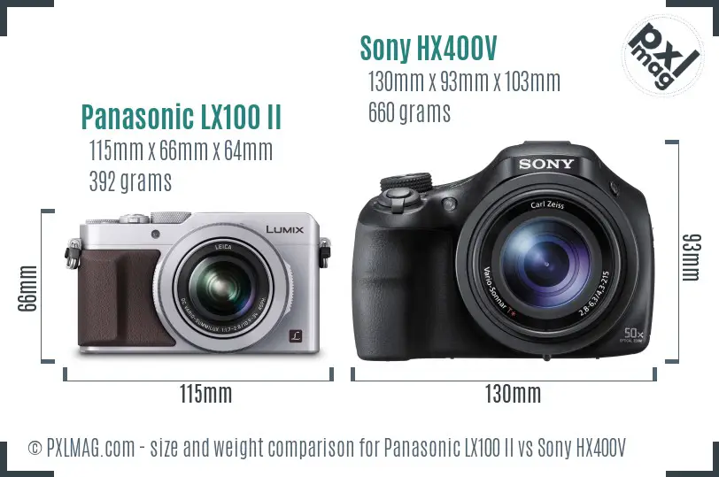 Panasonic LX100 II vs Sony HX400V size comparison