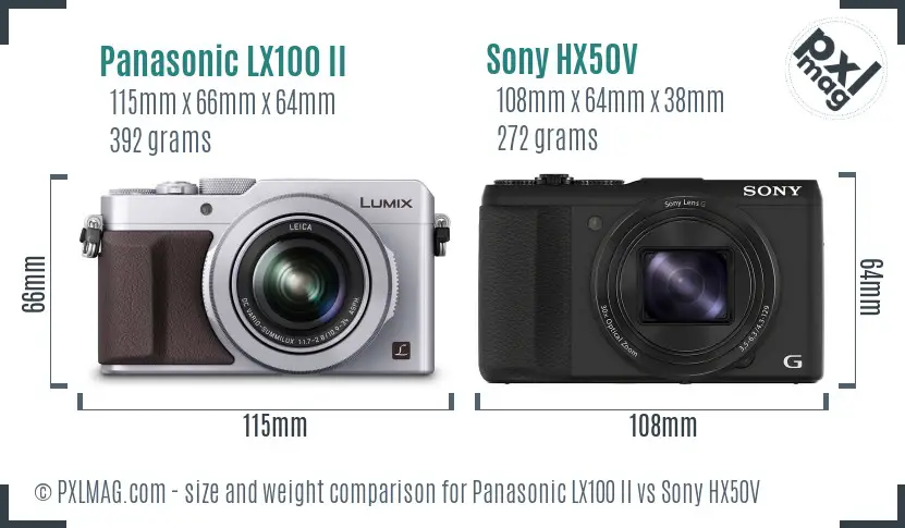 Panasonic LX100 II vs Sony HX50V size comparison
