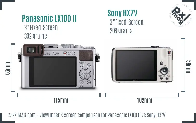 Panasonic LX100 II vs Sony HX7V Screen and Viewfinder comparison