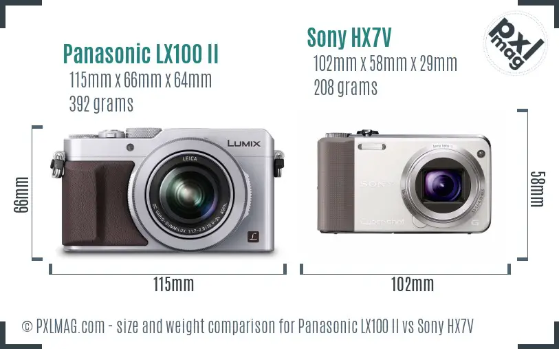 Panasonic LX100 II vs Sony HX7V size comparison