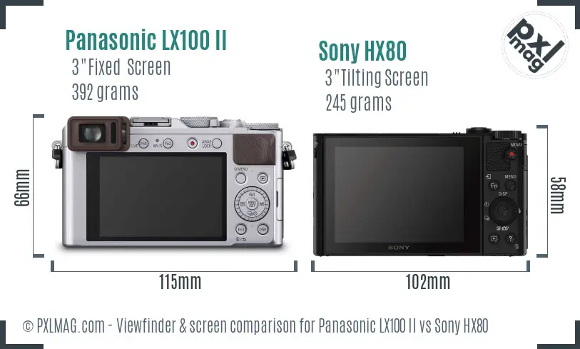 Panasonic LX100 II vs Sony HX80 Screen and Viewfinder comparison