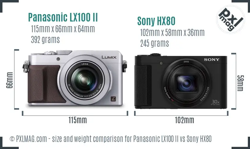 Panasonic LX100 II vs Sony HX80 size comparison
