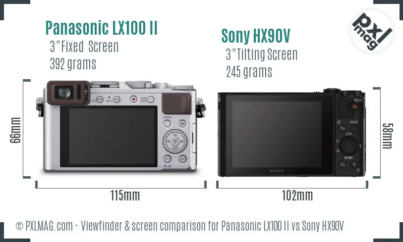 Panasonic LX100 II vs Sony HX90V Screen and Viewfinder comparison