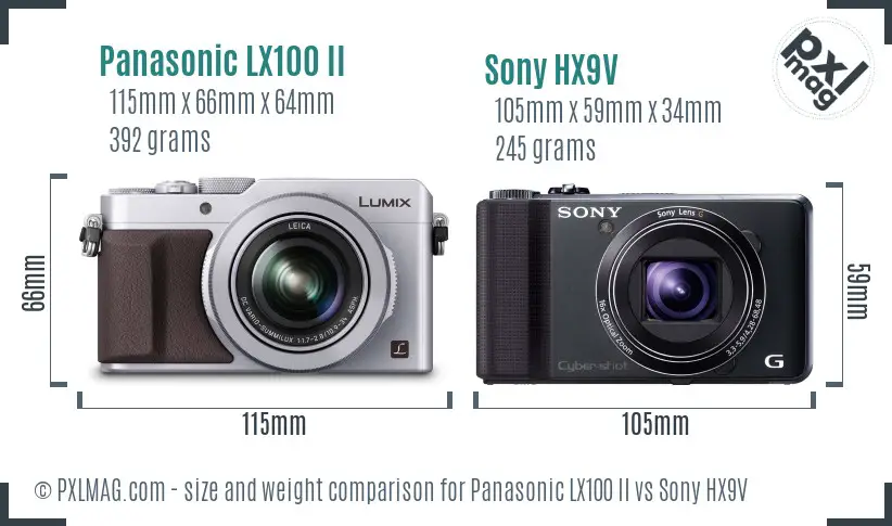 Panasonic LX100 II vs Sony HX9V size comparison