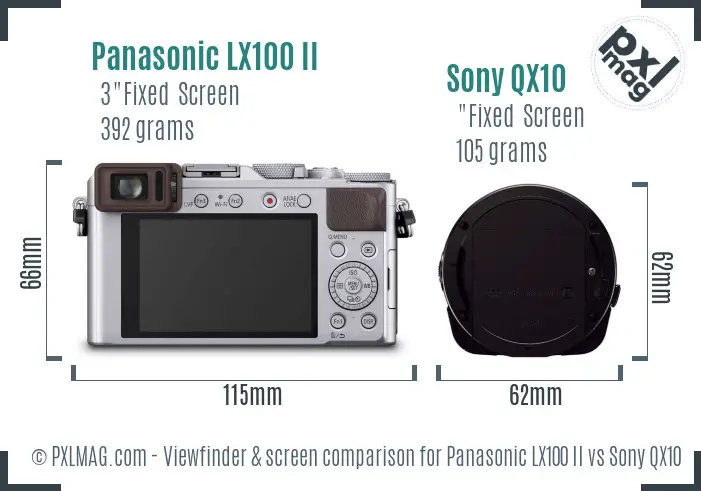 Panasonic LX100 II vs Sony QX10 Screen and Viewfinder comparison