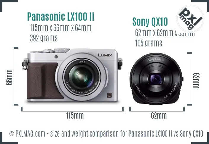 Panasonic LX100 II vs Sony QX10 size comparison