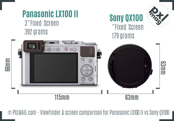 Panasonic LX100 II vs Sony QX100 Screen and Viewfinder comparison