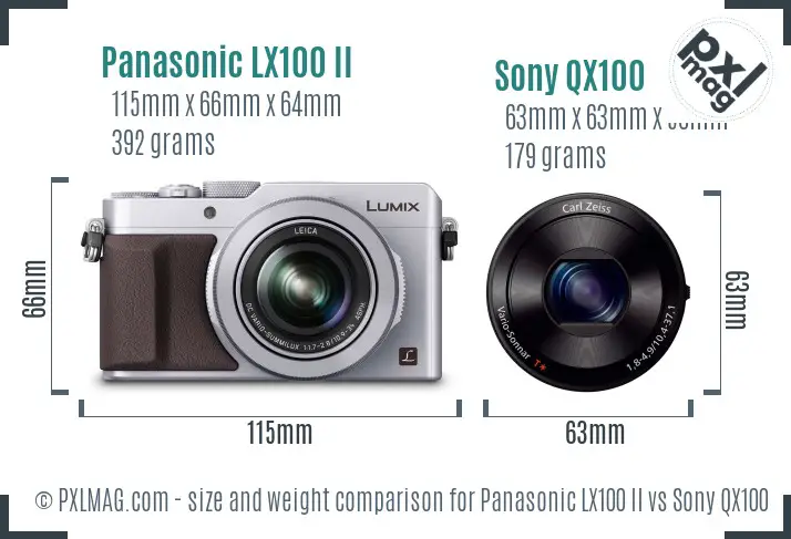 Panasonic LX100 II vs Sony QX100 size comparison