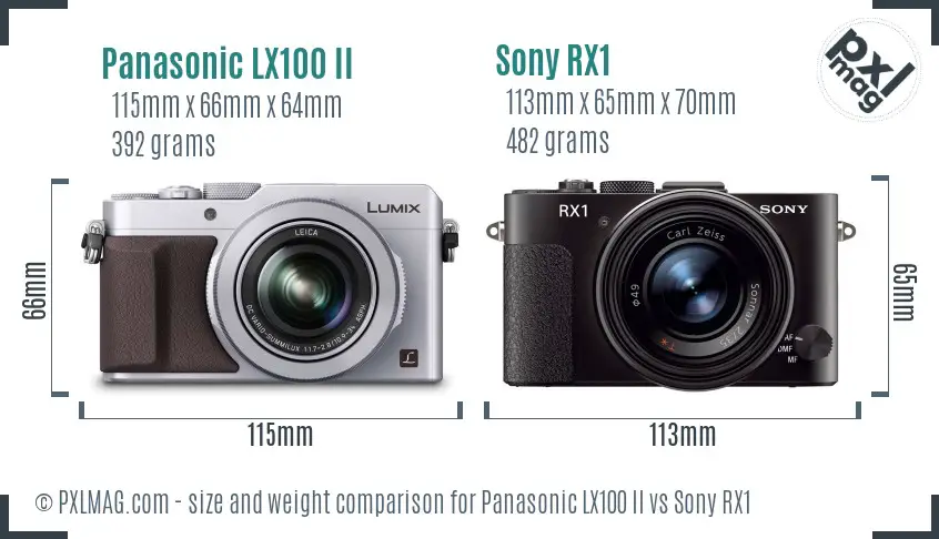 Panasonic LX100 II vs Sony RX1 size comparison