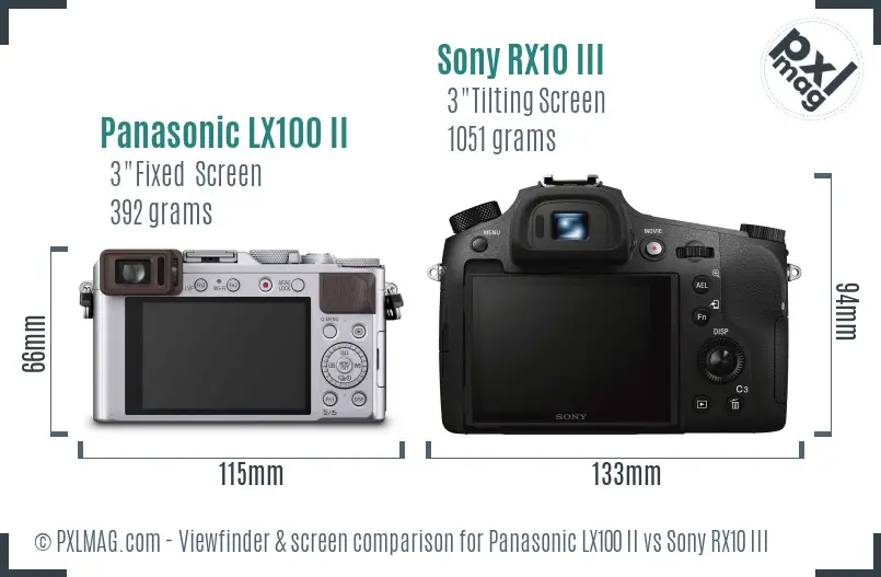 Panasonic LX100 II vs Sony RX10 III Screen and Viewfinder comparison