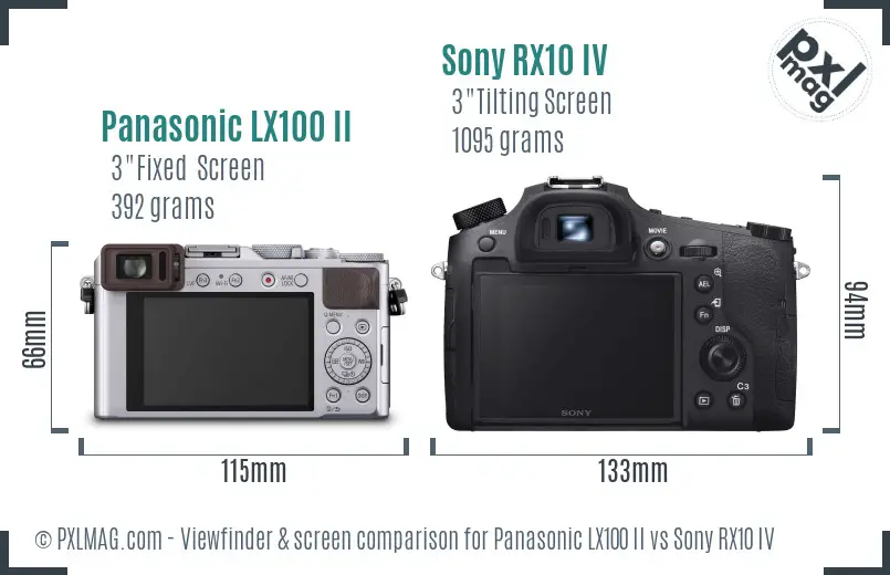 Panasonic LX100 II vs Sony RX10 IV Screen and Viewfinder comparison