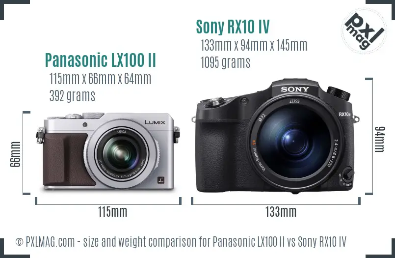 Panasonic LX100 II vs Sony RX10 IV size comparison