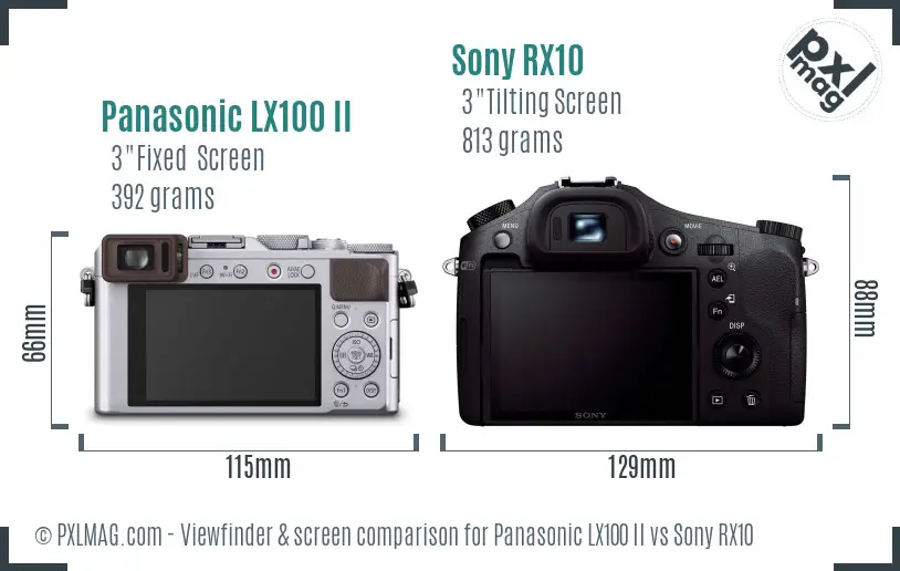 Panasonic LX100 II vs Sony RX10 Screen and Viewfinder comparison