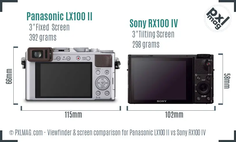 Panasonic LX100 II vs Sony RX100 IV Screen and Viewfinder comparison