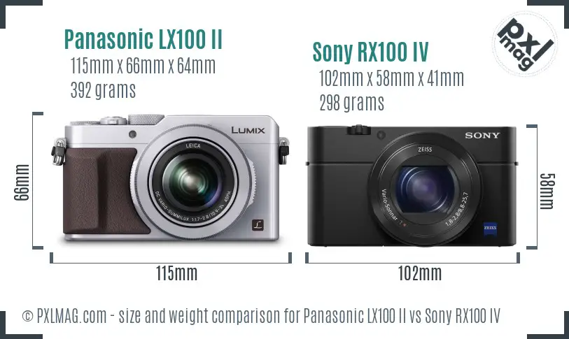 Panasonic LX100 II vs Sony RX100 IV size comparison