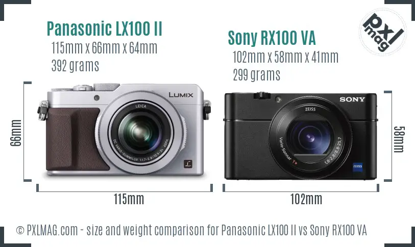 Panasonic LX100 II vs Sony RX100 VA size comparison