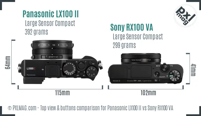 Panasonic LX100 II vs Sony RX100 VA top view buttons comparison
