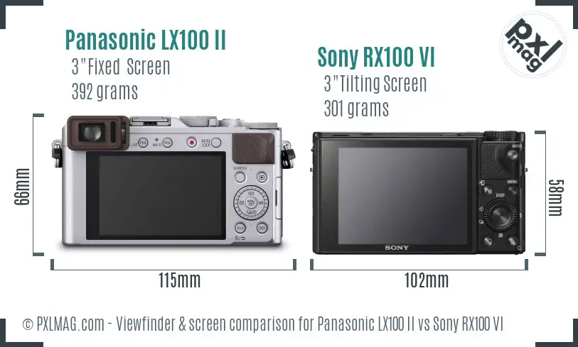 Panasonic LX100 II vs Sony RX100 VI Screen and Viewfinder comparison