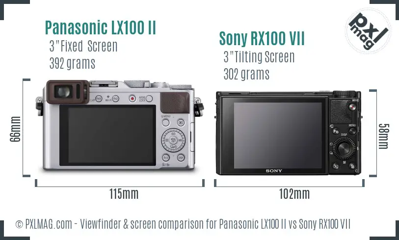 Panasonic LX100 II vs Sony RX100 VII Screen and Viewfinder comparison