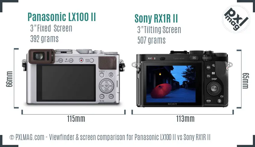 Panasonic LX100 II vs Sony RX1R II Screen and Viewfinder comparison
