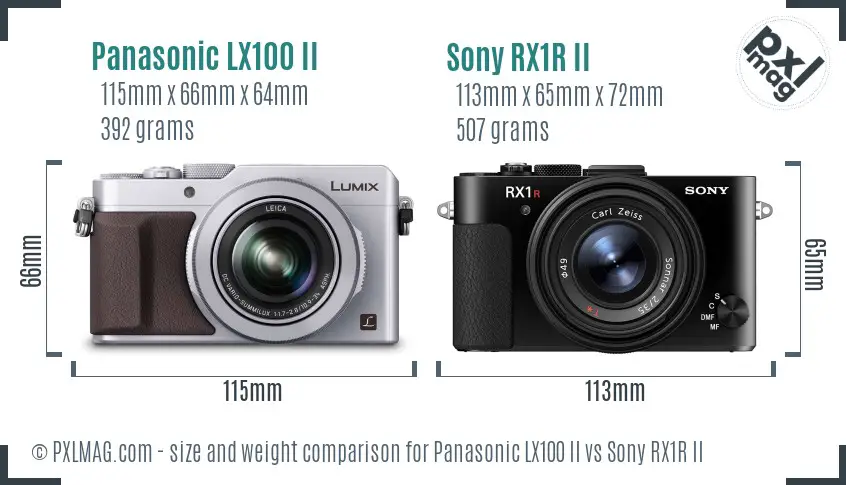 Panasonic LX100 II vs Sony RX1R II size comparison