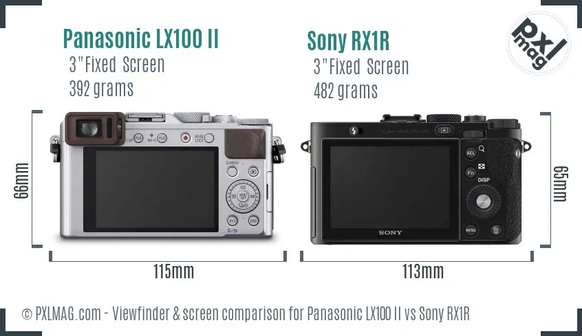 Panasonic LX100 II vs Sony RX1R Screen and Viewfinder comparison