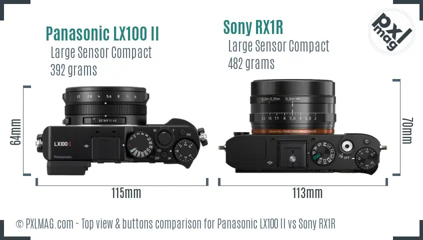 Panasonic LX100 II vs Sony RX1R top view buttons comparison