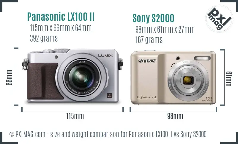 Panasonic LX100 II vs Sony S2000 size comparison