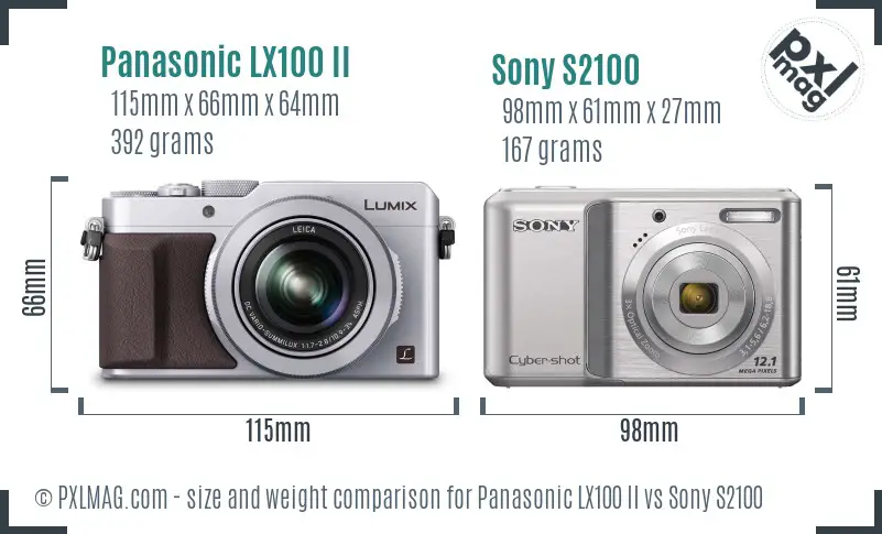 Panasonic LX100 II vs Sony S2100 size comparison