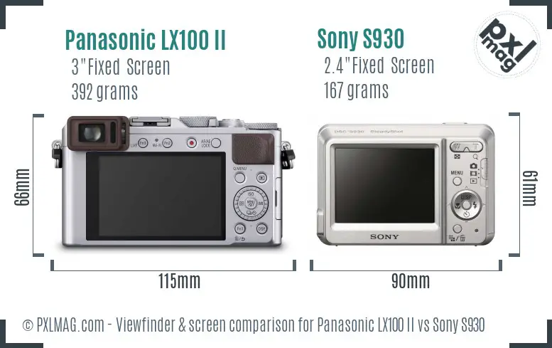 Panasonic LX100 II vs Sony S930 Screen and Viewfinder comparison