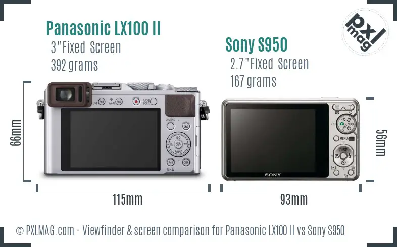 Panasonic LX100 II vs Sony S950 Screen and Viewfinder comparison