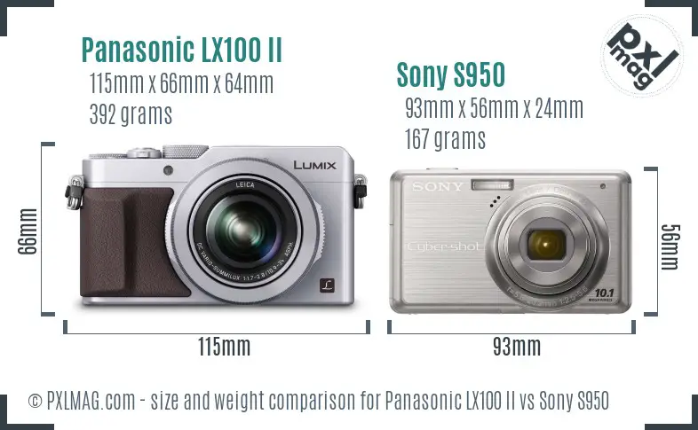 Panasonic LX100 II vs Sony S950 size comparison