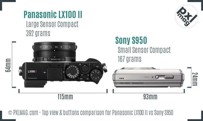Panasonic LX100 II vs Sony S950 top view buttons comparison