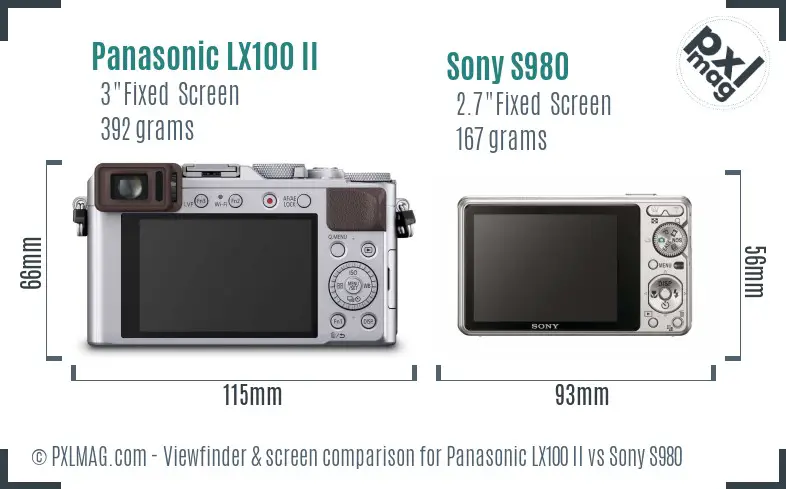 Panasonic LX100 II vs Sony S980 Screen and Viewfinder comparison Panasonic LX100 II vs Sony S980 Screen and Viewfinder comparison