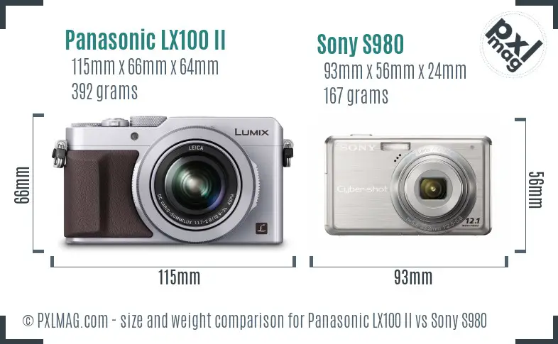 Panasonic LX100 II vs Sony S980 size comparison Panasonic LX100 II vs Sony S980 size comparison