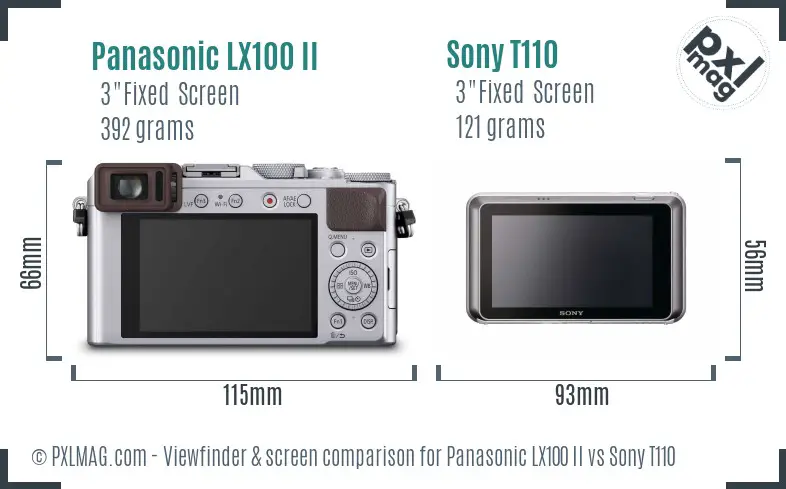 Panasonic LX100 II vs Sony T110 Screen and Viewfinder comparison