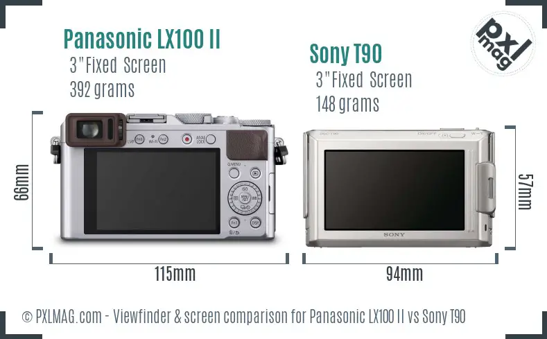 Panasonic LX100 II vs Sony T90 Screen and Viewfinder comparison