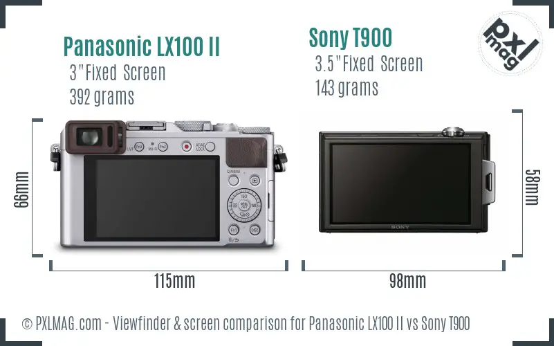 Panasonic LX100 II vs Sony T900 Screen and Viewfinder comparison