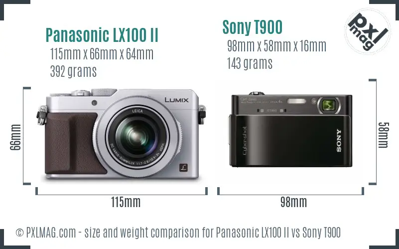 Panasonic LX100 II vs Sony T900 size comparison