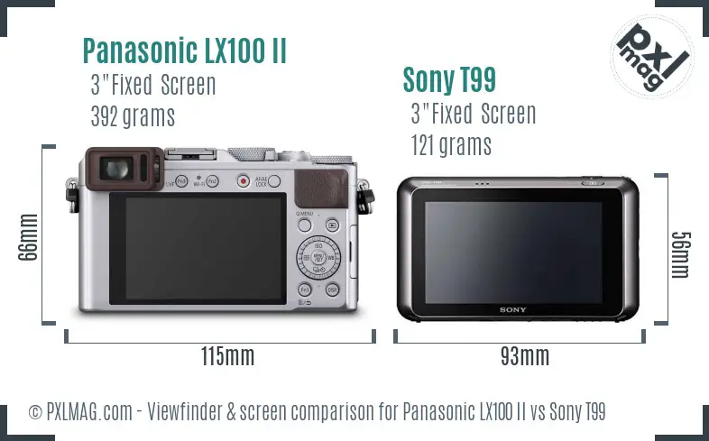 Panasonic LX100 II vs Sony T99 Screen and Viewfinder comparison Panasonic LX100 II vs Sony T99 Screen and Viewfinder comparison
