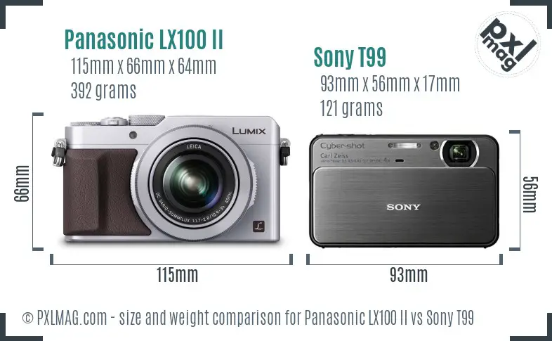 Panasonic LX100 II vs Sony T99 size comparison Panasonic LX100 II vs Sony T99 size comparison