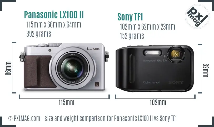 Panasonic LX100 II vs Sony TF1 size comparison